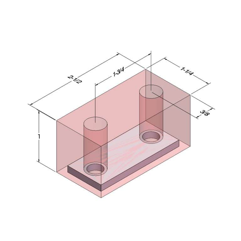 1-1/4" x 2-1/2" x 1" Rectangle Bumper - REC006 3 1-1/4" x 2-1/2" x 1" Rectangle Bumper - REC006