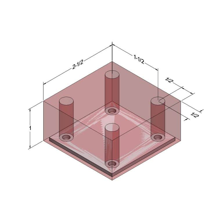 2-1/2" x 2-1/2" x 1" Square Bumper - SQU004 3 2-1/2" x 2-1/2" x 1" Square Bumper - SQU004