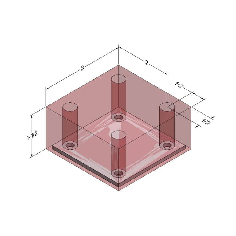 3" x 3" x 1-1/2" Square Bumper - SQU005 3 3" x 3" x 1-1/2" Square Bumper - SQU005