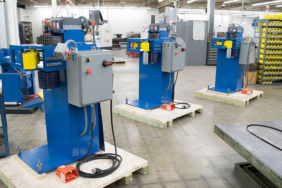 three vertical urethane rollers